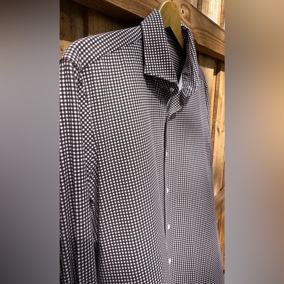 Peter Millar Men's Excursionist Flex Gingham Shirt Size Large Antique Walnut - Picture 7 of 12